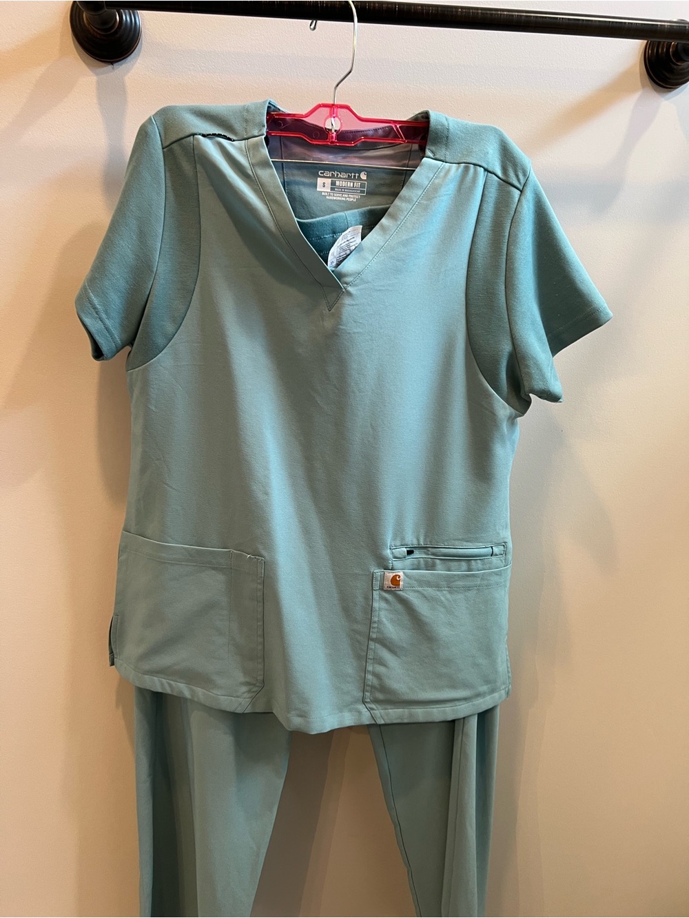 Carhartt Women's Teal Short Sleeve V-Neck Scrub Top